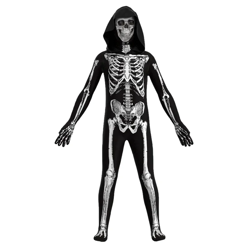 

Halloween Kids Adult Skeleton Skull Costumes Scary Zombie Cosplay Jumpsuit