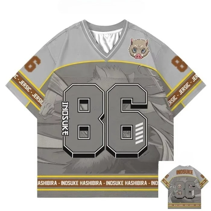 

Джерси Demon Slayer Inosuke Kimetsu Корейский стиль Kpop Бейсбол Хоккей Футболка оверсайз Повседневная мода Аниме Повседневные футболки унисекс