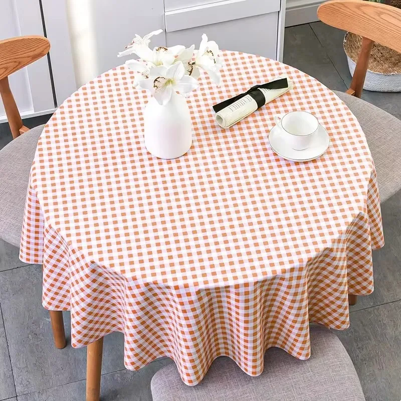 Nordic Red Grid PVC Table Mat, Waterproof Oilproof Wash-Free Household Decor