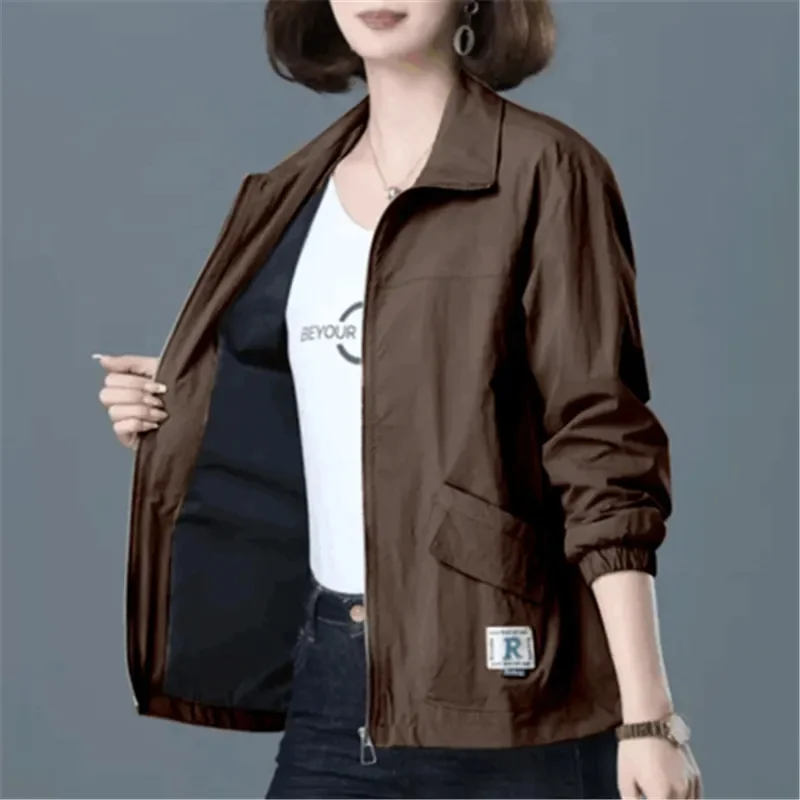 Large Size 6XL Double Windbreaker Coat Women2024Spring Autumn New Jacket Middle-Aged Elderly Mothers Baseball Uniform Top Female