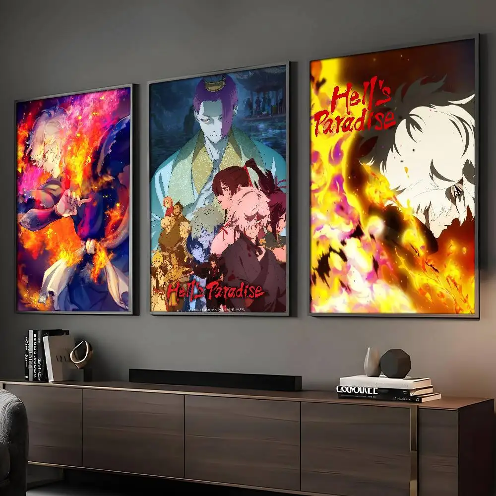 Anime H-Hell's P-Paradise Poster, selbstklebender Wandkunstdruck, wasserfest, für Zuhause, Wohnzimmer, Schlafzimmer, Bar, ästhetische Dekoration