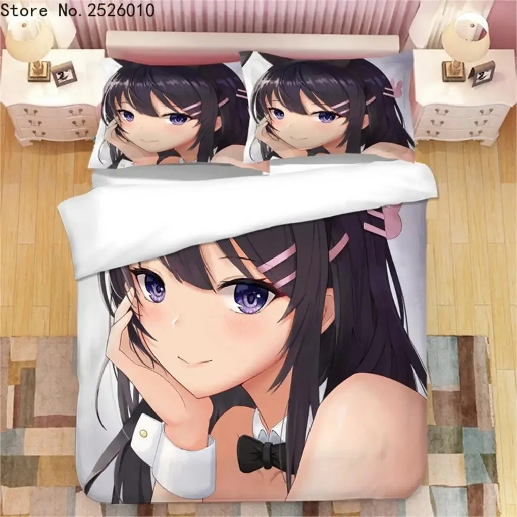 

Japanese Anime Sakurajima Mai 3D Printed Bedding Set Duvet Covers Pillowcases Comforter Bedding Set Bedclothes Bed Linen 04