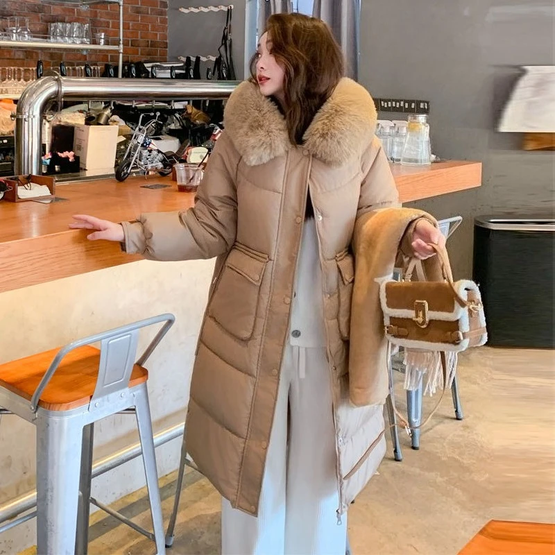 معطف شتوي جديد لعام 2025 للنساء سترة ركاب سميكة مع جيوب بياقة من الفرو ملابس خارجية شتوية عصرية مضادة للبرد #5