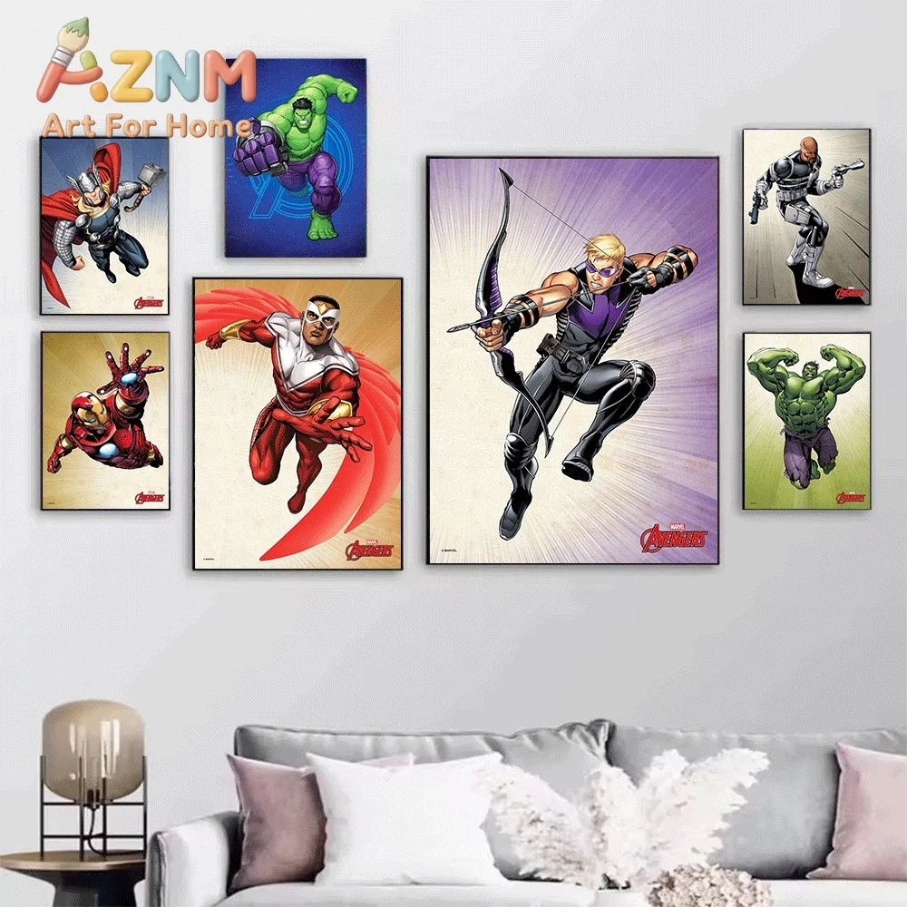 Vintage Comic Jumping Black Widow Avengers Superhero Canvas Wall Art No Frame Canvas Painting Poster Home Bedroom Living Room