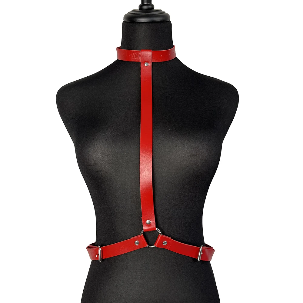 

Harness Women Sexy Red Leather Lingerie Chest Harness Bondage Straps Gothic Clothes Bondage Lingerie Garter Belt Body Harness