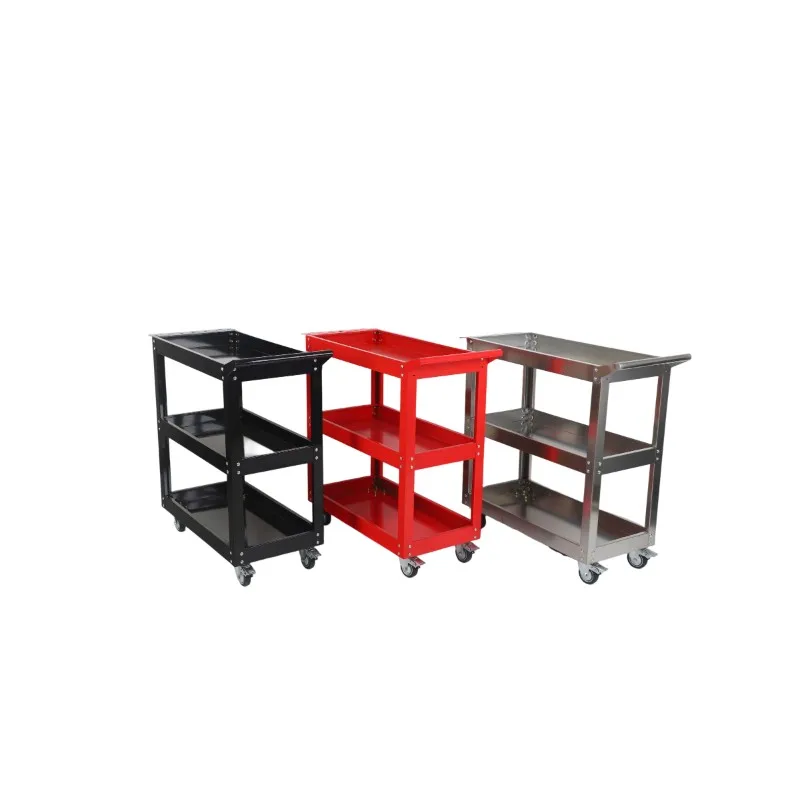 Auto 3-layer black/red/stainless steel, multi-color open tool cart Metal tool cart