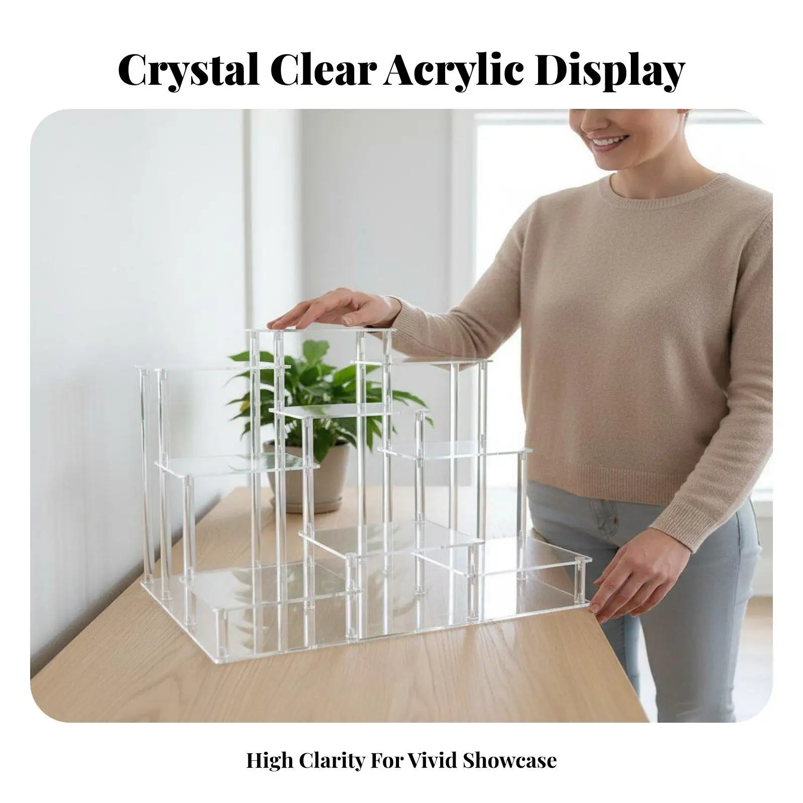 Acrylic Shelf Display Stand Clear Tiered Rack Organizer for Figurine Dessert Cosmetic Showcase Home Decor