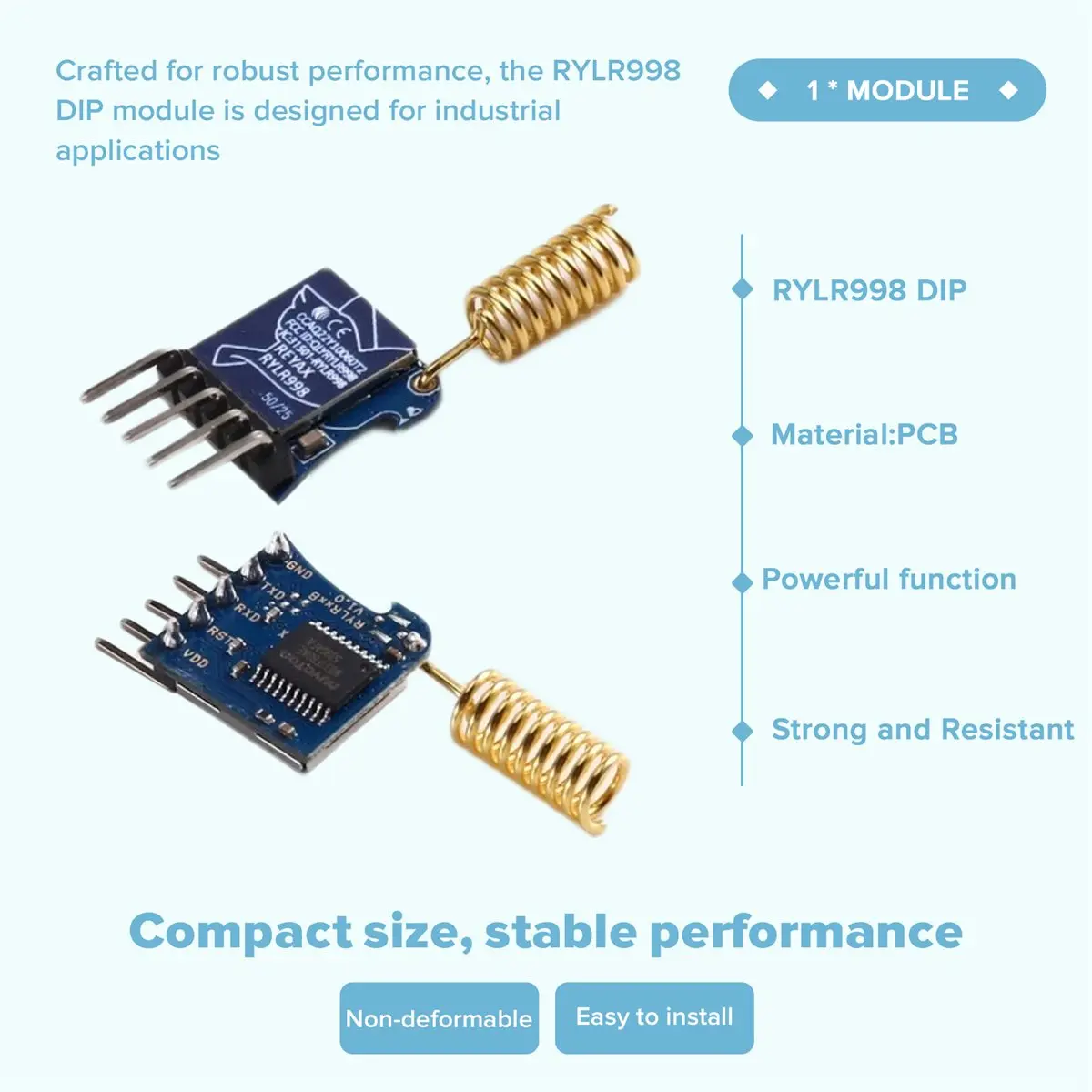 OKgood 100% New Industrial Grade RYLR998 Lora Module DIP Communication Module Electronic Accessories
