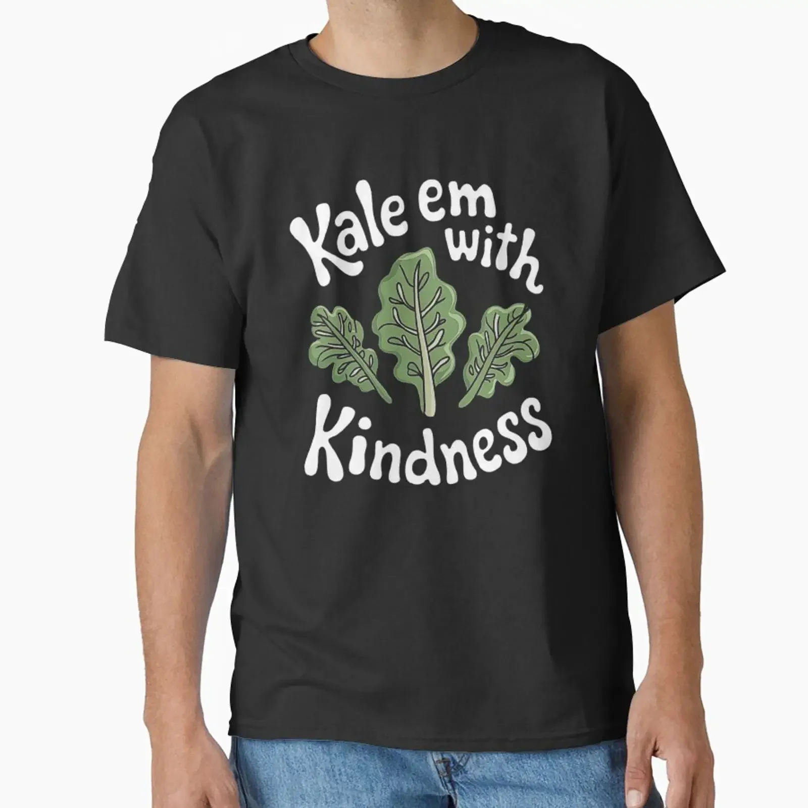 Healthy Kale Leaf Design with Positive Kindness Message Classic T Shirt vintage Washed Soft Casual Stretched streetwear