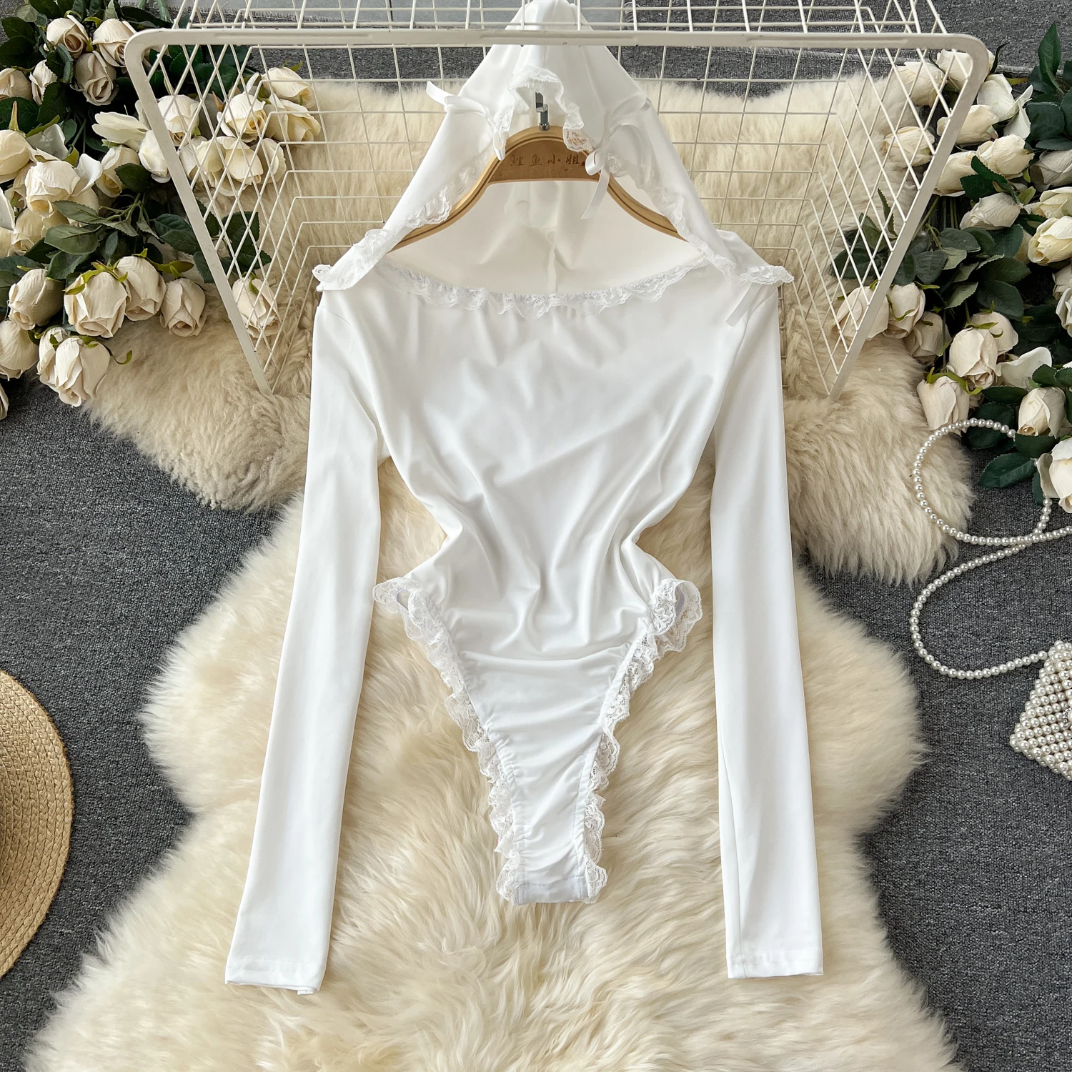 

Женский комбинезон с капюшоном, горячий сладкий сказочный белый боди с длинными рукавами, комбинезон для дня рождения, фестиваля, вечеринки, ночного клуба, шикарный сексуальный комбинезон