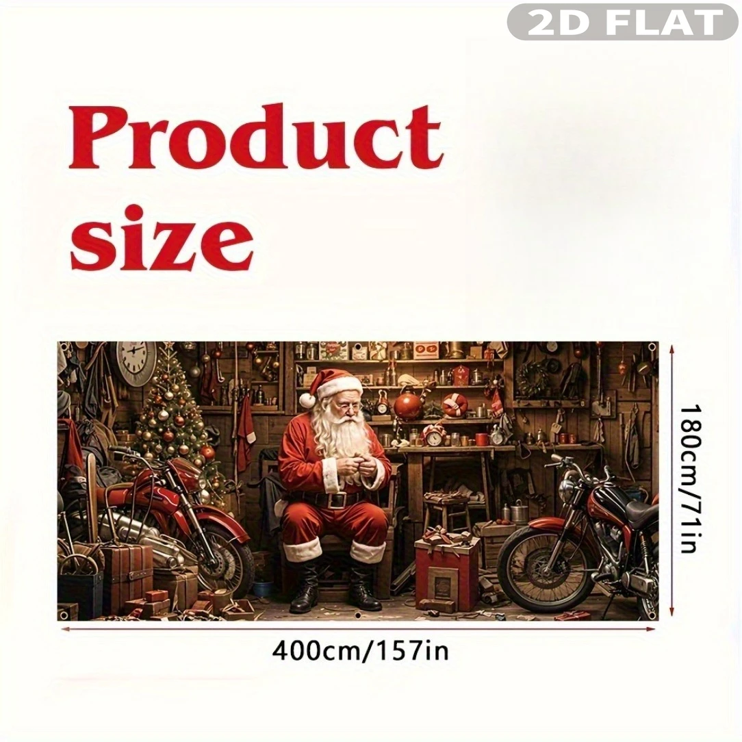 1pc 2D FLAT Polyester Christmas Garage Door Decorations, Festive Backdrops & Banners, Door Banner, Door Covers, 71x157 Inches, S