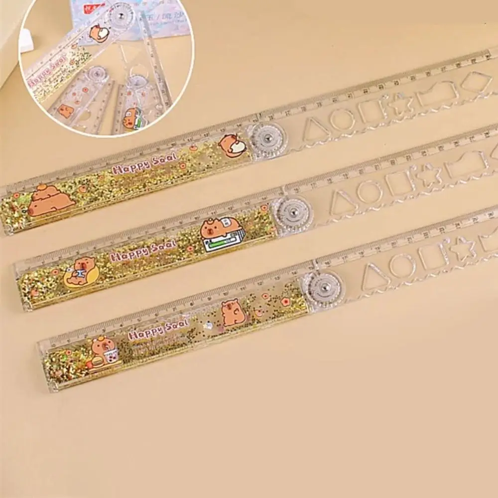 INS Capybara Folding Ruler Multifunctional 30CM Drawing Tool Cartoon Straight Ruler Measuring Ruler Student Gift Stationery