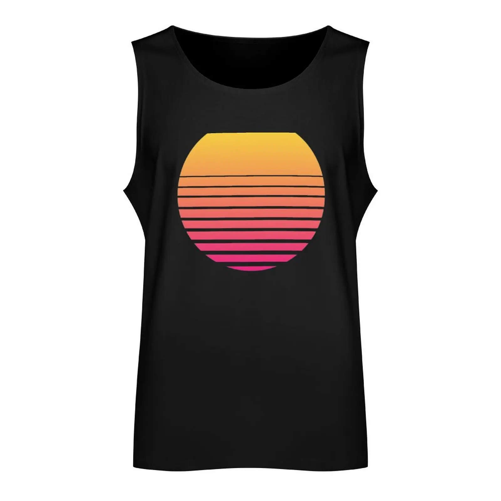 Outrun Retro Sun Tank Top summer Men's tops gym training accessories gym t-shirts man