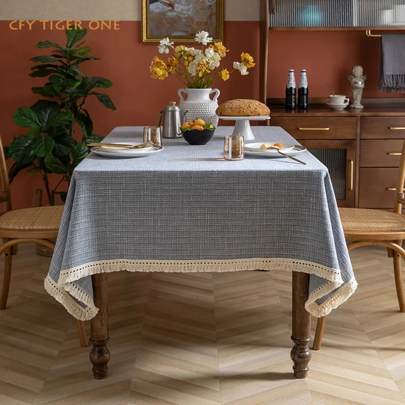 

American Solid WaffleTablecloth Antifouling Rectangular Tablecloth Washable and Oil Resistant Coffee Table Mat Table Cover