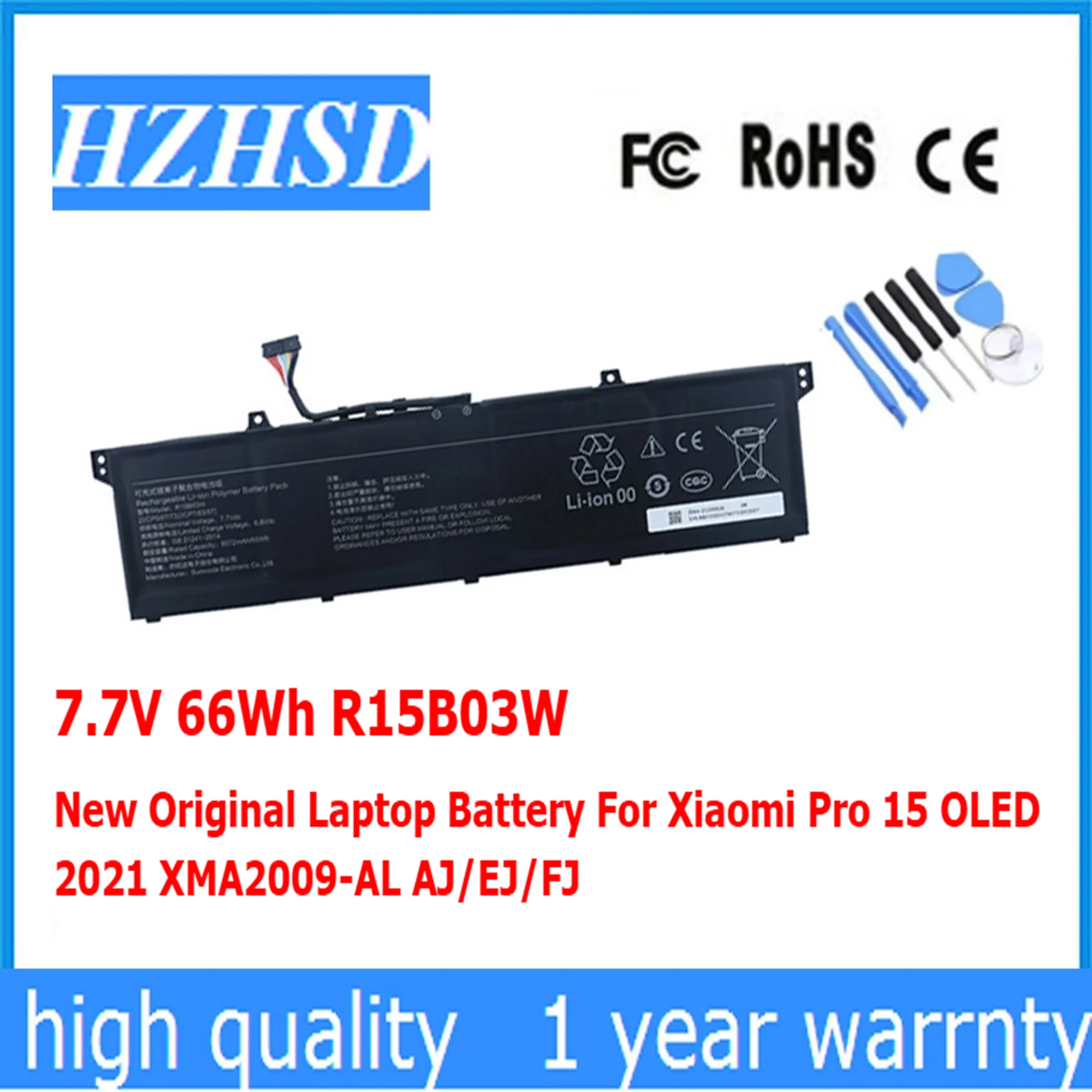 

7.7V 66Wh R15B03W New Original Laptop Battery For Xiaomi Pro 15 OLED 2021 XMA2009-AL AJ/EJ/FJ