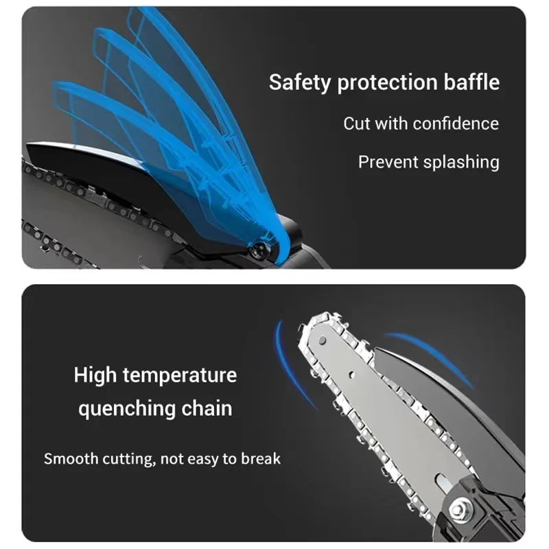 8 Inch Electric Chain Saw Handheld Portable Chainsaw Tree Wood Cutter Pruning Garden Power Tool Compatible Makita 18V Battery