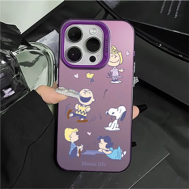 PEANUTS Snoopy Music Lift Phone Case For iPhone 16 Por Max 15 14 13 12 Mini 11 Pro Max XR XS 7 8 Plus Back Shell Y2K