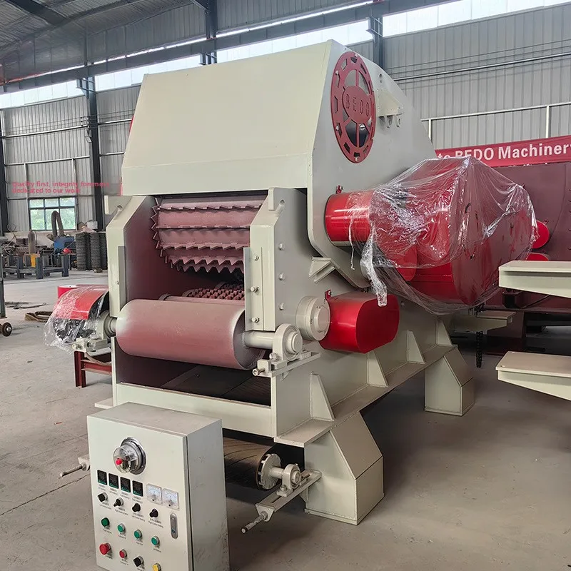Dry And Wet Branch Shredder Large Automatic Feeding Log Bamboo Slicer Drum Type Wood Chipper