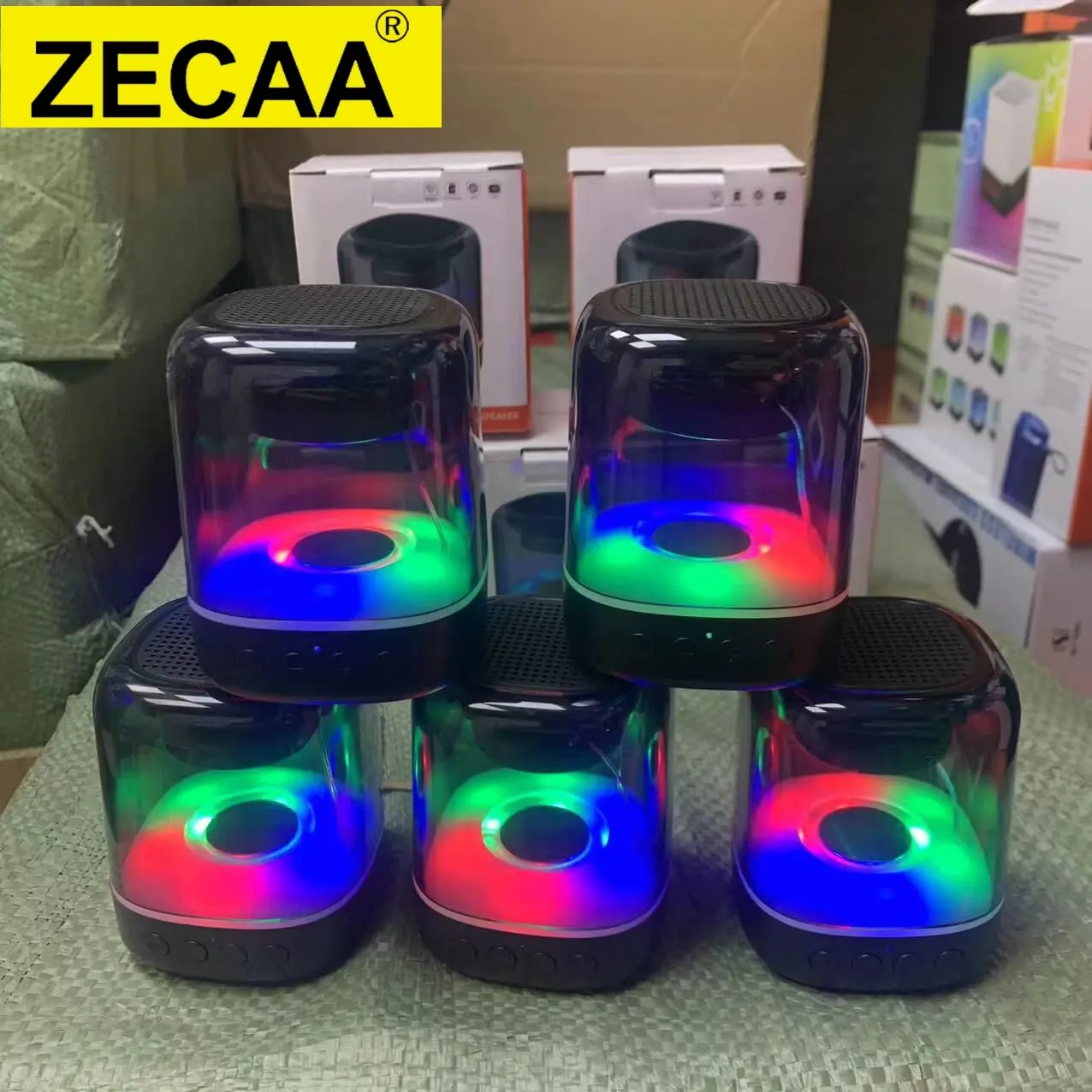 

ZECAA Led Speaker Portable Mini Bluetooth Wireless Music Speaker Box With Colorful RGB Light New Bluetooth Smart Led Speaker Box