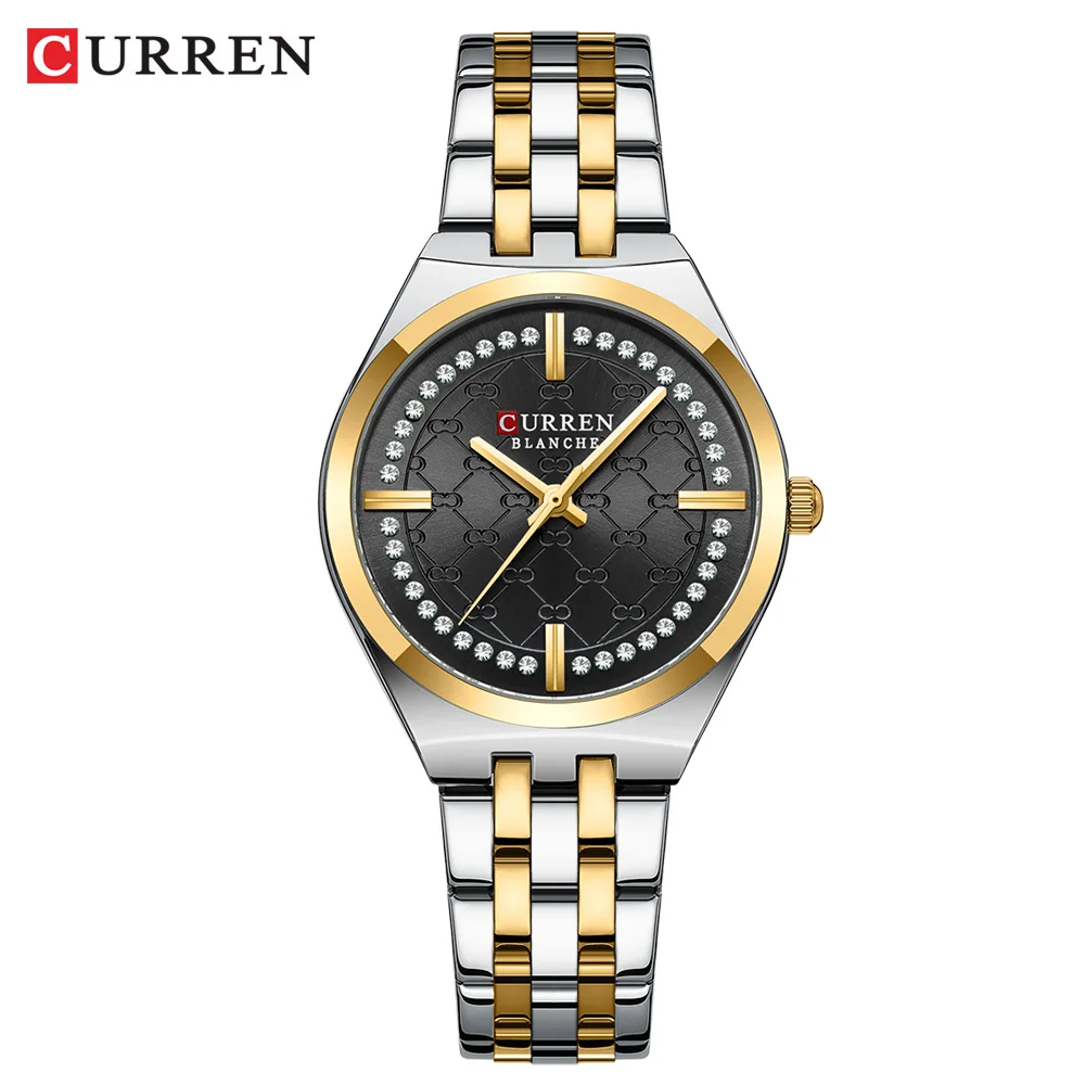 CURREN Moda Quartz Relógios Femininos Vestido de Luxo Pulseira de Aço Inoxidável Relógio de Pulso À Prova D 'Água para Senhoras