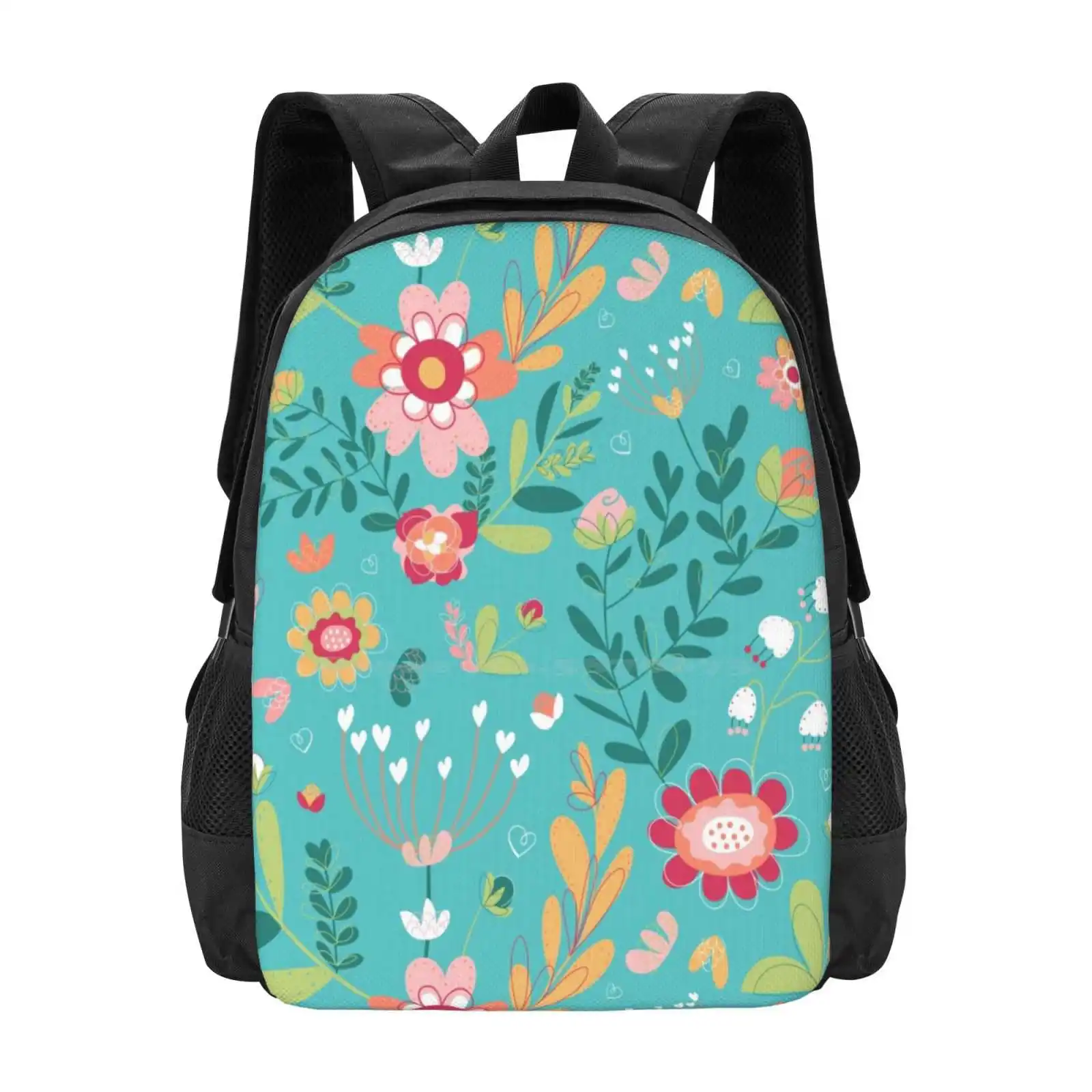 Mochila con estampado Floral turquesa, bolso de moda, bonito, verde azulado, naturaleza femenina, gran oferta