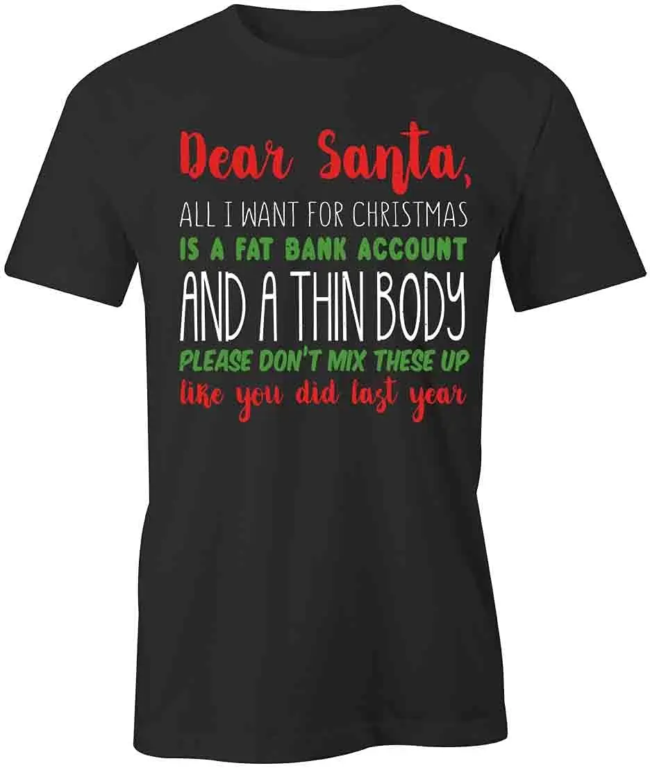 Dear Santa T-Shirt | Black, Printed Tees, Graphic Tshirts