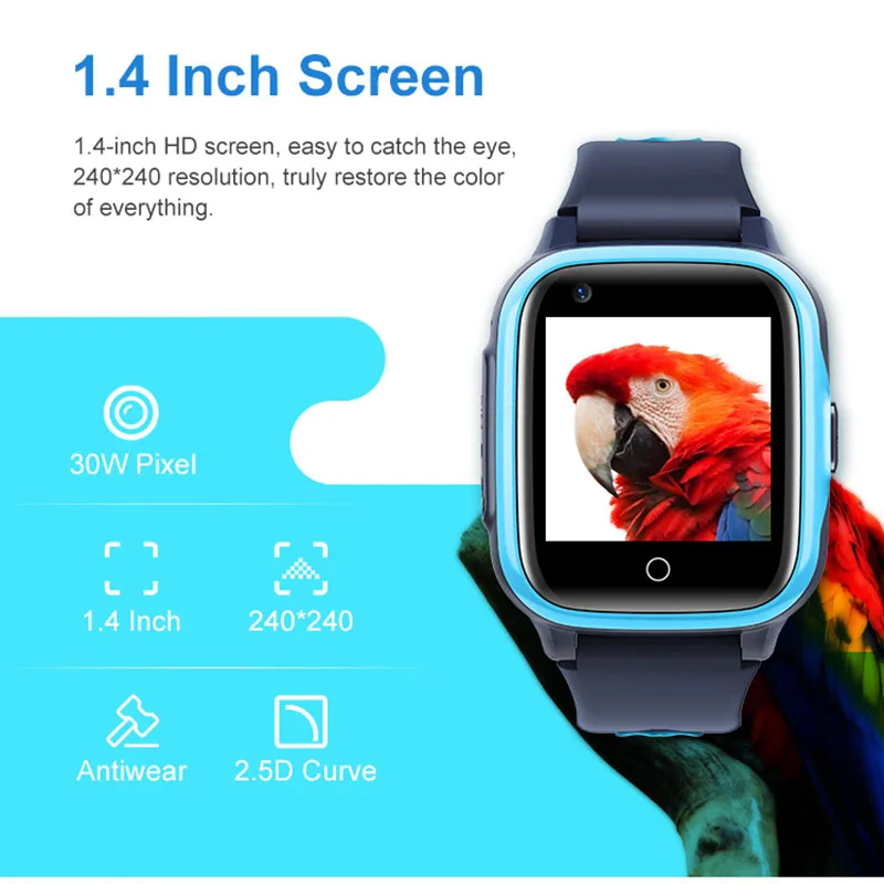 Getfitsoo 4G Kids Smart Watch GPS WiFi Anti Lost Tracker Video Call Music Player Android8.1 WhatsApp Smartwatch For Children