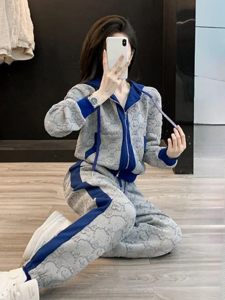 Hoodie Trousers Woman Autumn Winter Printing Baggy Pant Sets For Women 2 Pieces Offer Stylish Hot Korean Style Casual Elegant