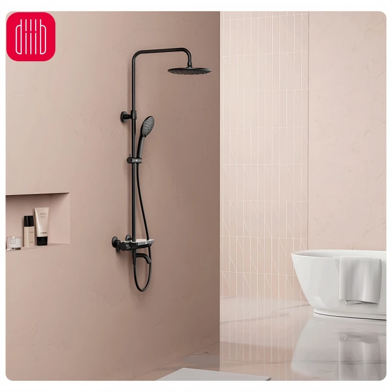 

Набор смесителей для душа Diiib с верхним распылением, постоянная температура 360° ° Вращающаяся портативная система, тройной режим, серебряный выход воды для ванной комнаты