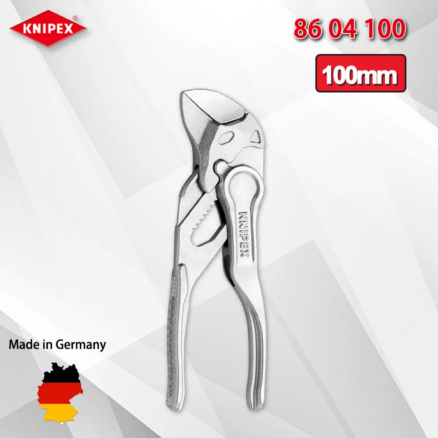 

KNIPEX Mini Wrench Plier XS 4'' Portable Pliers with 10 Adjustment Positions Alloy Steel Chrome Plated 8604100