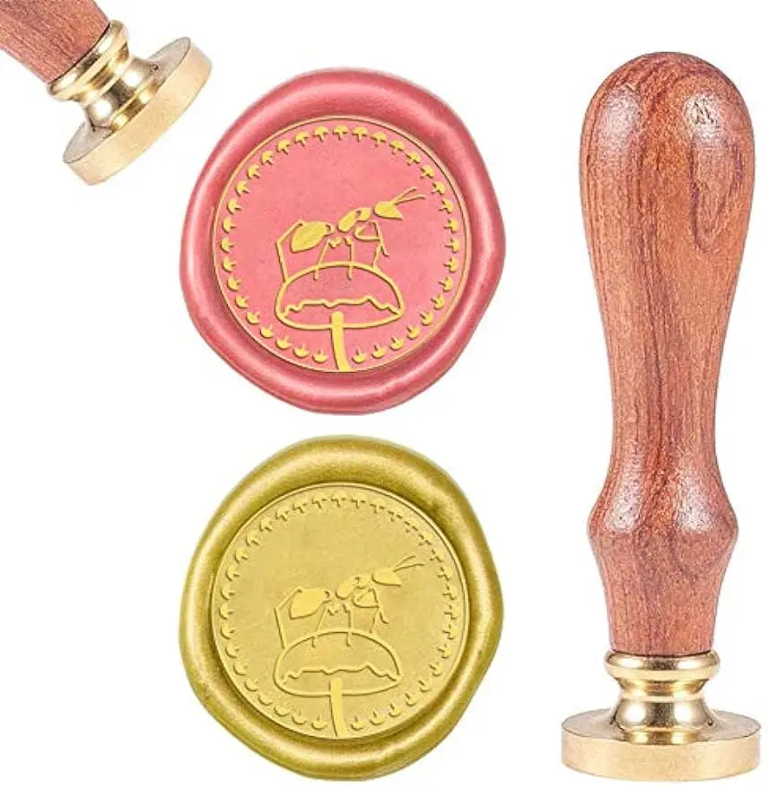 

1PC Wax Seal Stamp Ant Vintage Wax Sealing Stamps Insect Retro 25mm Removable Brass Head Wooden Handle for Envelopes Invitations