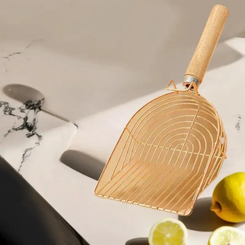 مجرفة نفايات الحيوانات الأليفة غير لاصقة مقاومة للصدأ مع قبضة مريحة، أداة مرحاض للقطط سهلة التنظيف