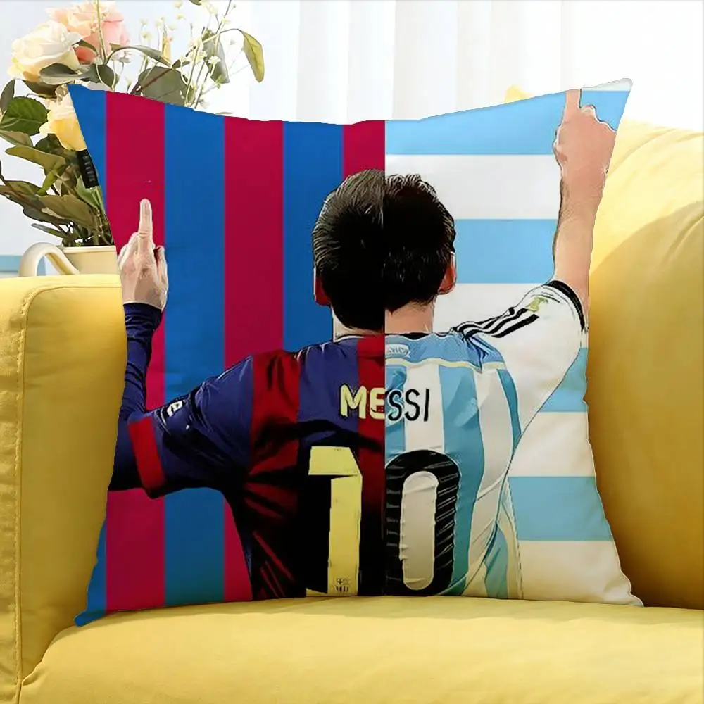 Futbol GOAT M-Messi-S  Various Sizes Square Pillow Case For Car Home Bedchamber Decor