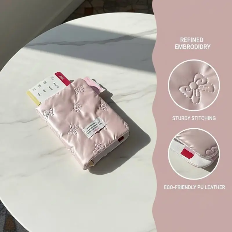 

PU Passport Cover with Bowknot Secure Card Holder for Travel Documents