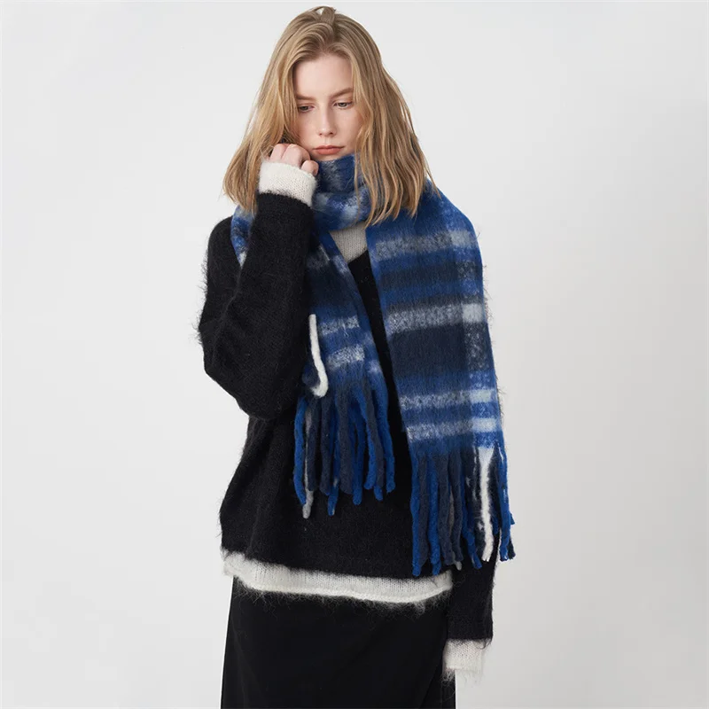 NEW Arrival Luxury Cashmere Women Plaid Scarf Winter Warm Shawl Wrap Bandana Pashmina Long Tassel Female Foulard Thick Blanket