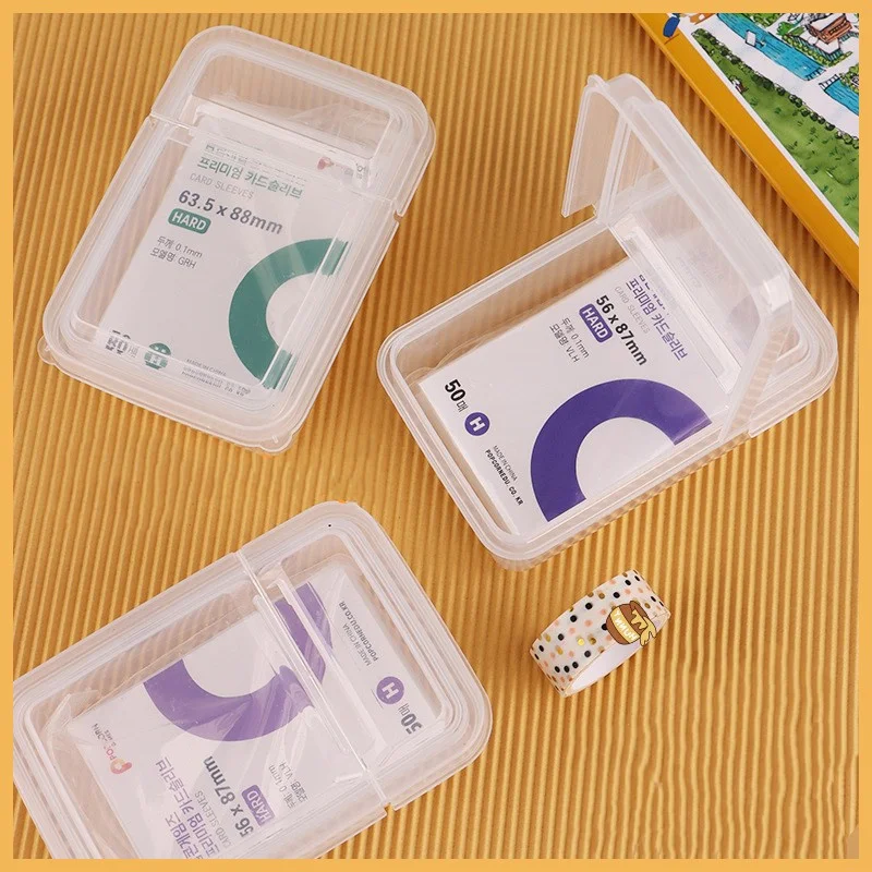 Transparent Flip Small Card Storage Box Clear Card Sleeve Protector Case Box For Popcorn DIY Korean Idol Photo Card Organizer