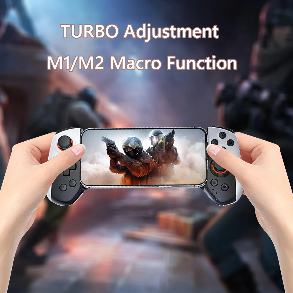 Telescopic Game Controller Bluetooth-Compatible5.3 Turbo/Back Button/Vibration Cell Phone Gamepad Macro Function for Android iOS