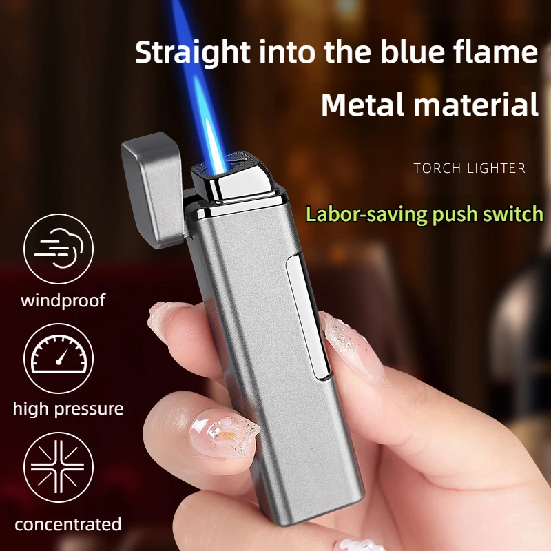 

Best-selling Direct Blue Flame Windproof Lighter Visual Inflatable Metal Induction Creative Personalized Gift Cigarette Lighter