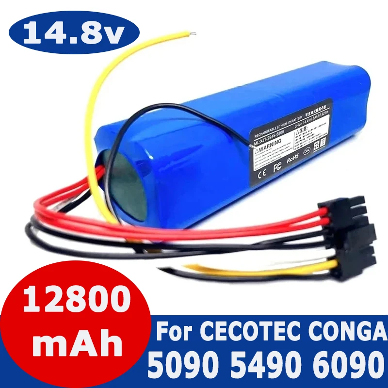 

New 14.8V 12800mAh INR18650 MH1-4S2P-300S Robot Battery for Cecotec Conga 5090 5490 6090 Robotic Vacuum Cleaner