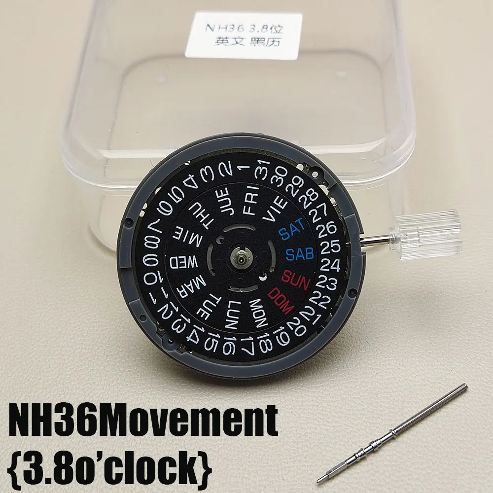 

Белый автоматический механический механизм Nh36a с тремя точками и двойным календарем на 3,8 для Skx007, режимы часов, ремонт циферблата, механизм NH36