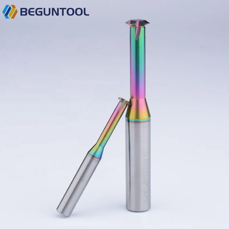 CNC 60 درجة أسنان واحدة DLC سبعة ألوان الألومنيوم متري واحد الناي الصلبة كربيد الموضوع قاطعة المطحنة أدوات الطحن