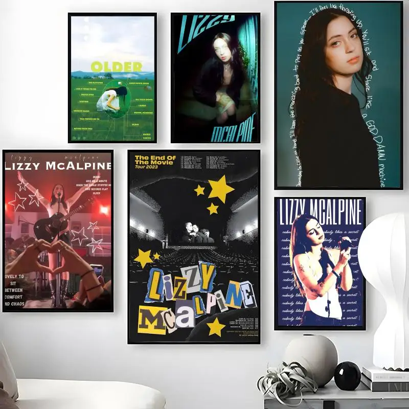 Singer L-Lizzy M-McAlpine Poster Waterproof Self-Stick Wall Art Stickers, Removable Wall Decor for Living Room and Bedroom