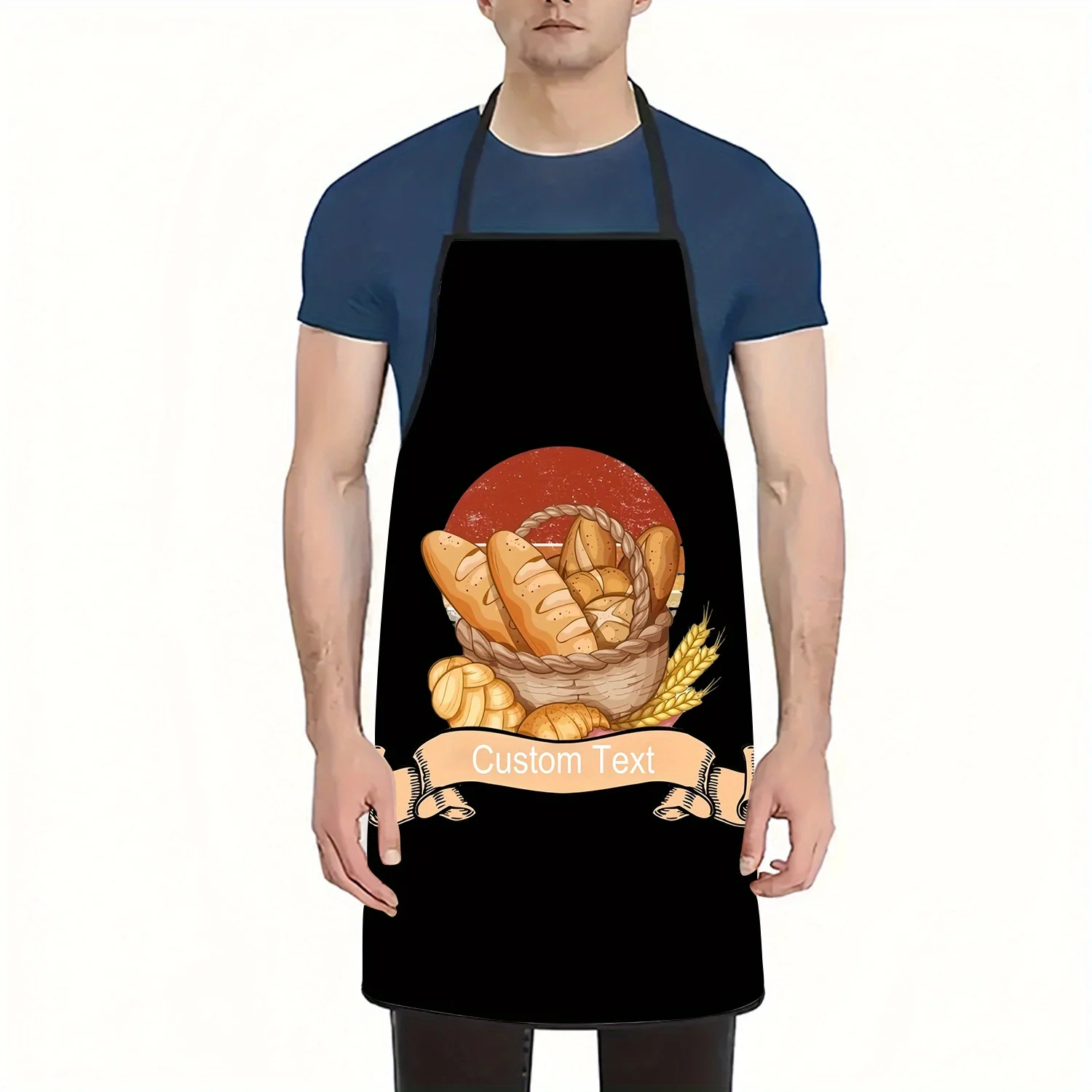 An apron with bread pattern is very suitable for kitchen work and household cleaning, and it is a holiday gift.
