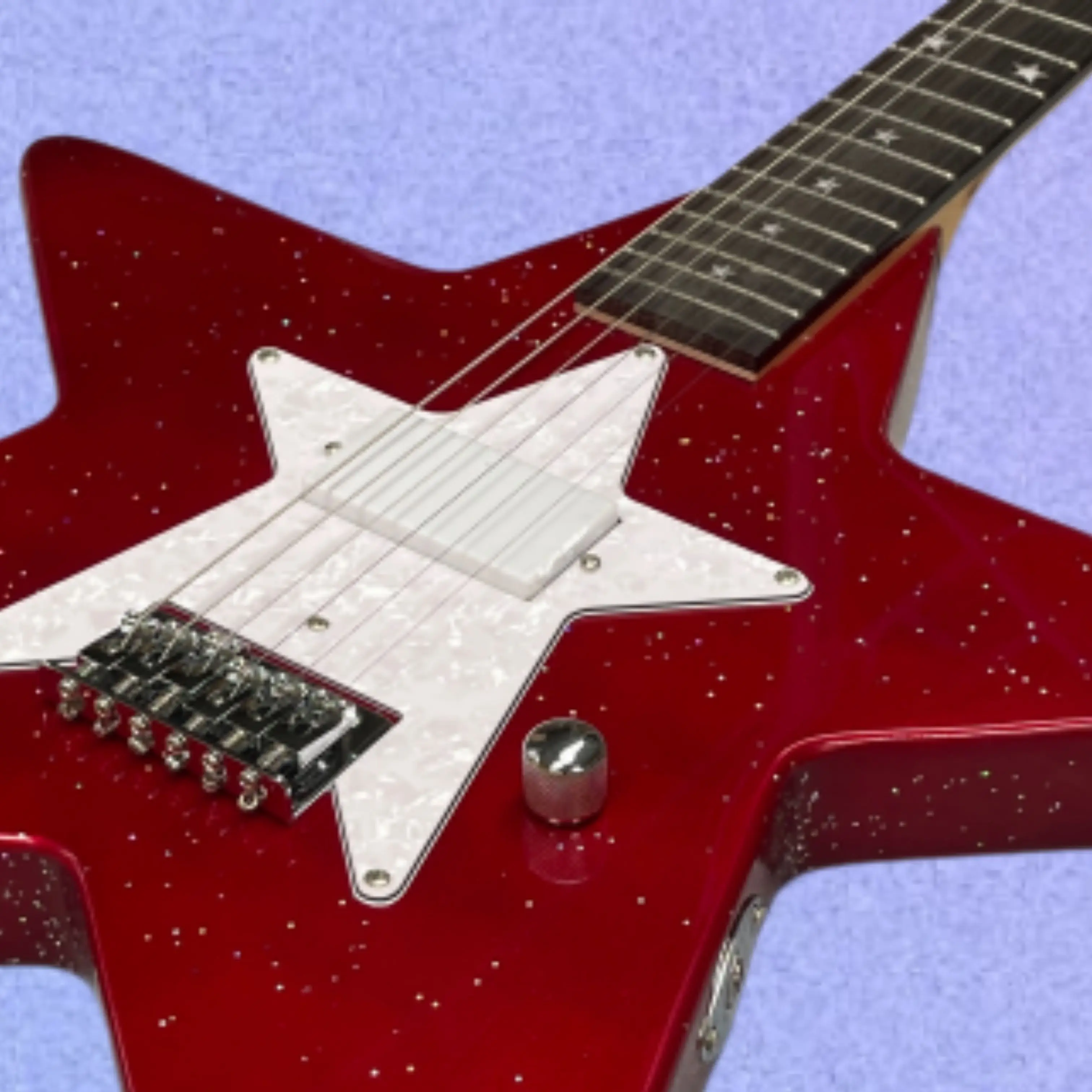 Metal Red Electric Guitar with Star-Shaped Body and Rosewood Fretboard Guitars, High-Value Electric Guitar Guitarra