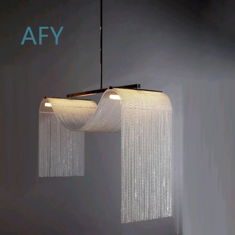 Modern Minimalist Dining Room Pendant Light for Nordic Style Bar Counter Creative Unique Flow Design Chandelier for Home
