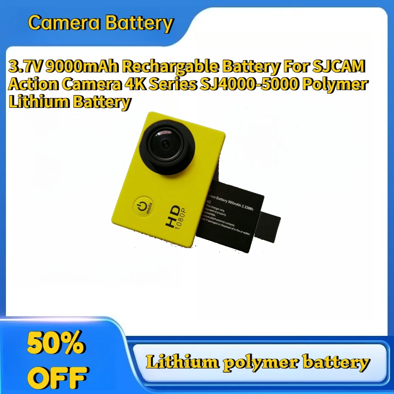 

High-Quality 3.7V 9000mAh Rechargable Battery For SJCAM Action Camera 4K Series SJ4000-5000 Polymer Lithium Battery