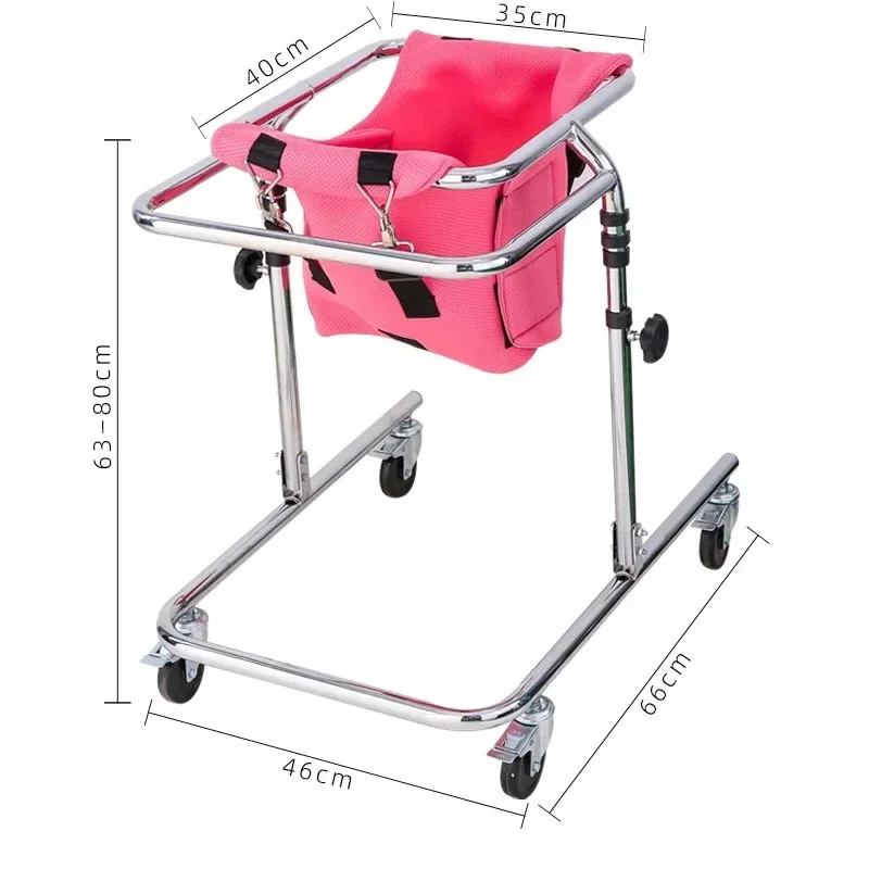 Stainless Steel Wheeled Walker Height Adjustable Child Walker Short Adult Elderly Trolley Disabled Walker