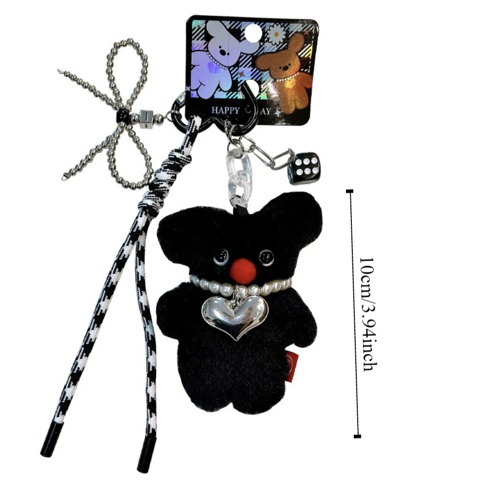 Porte-clés en peluche en coton PP pour chien, perle moelleuse, collier en forme de cœur, porte-clés pour chiot, bibelot doux, pendentif en beurre