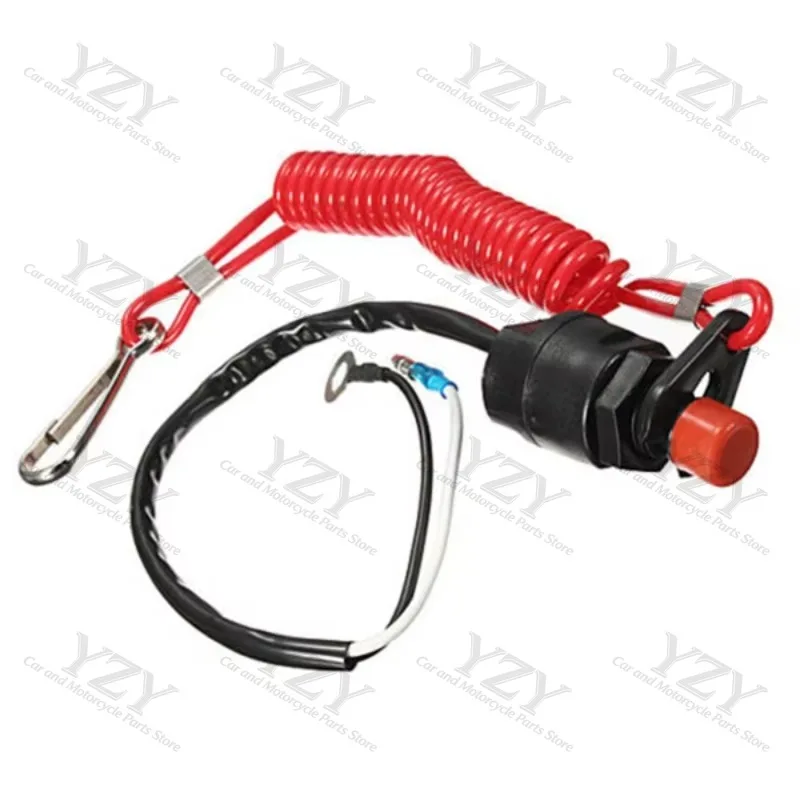 Boat Motor Emergency Kill Stop Switch for Tohatsu Outboard Stop Kill Switch Cut Off Switches with Safety Tether