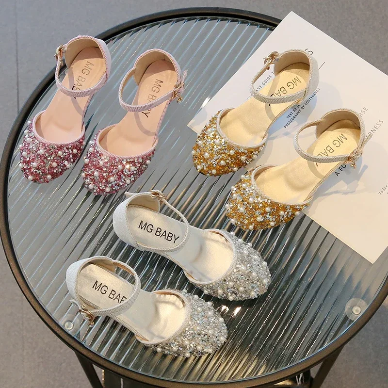 

Girls Sequins Performance Shoes Kids Glitter Toes Capped Sandals Children's Princess High-heeled Shoes Spring Autumn 2026 New